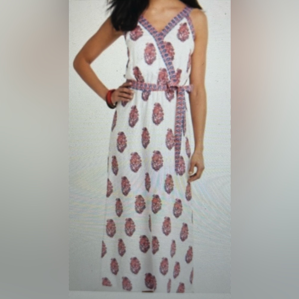 Vineyard vines block, print linen maxi dress size 4